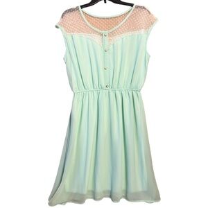 Fleet Collection Retro Women’s Light Mint Dress w/ Sheer Polka Dot Collar-XL
